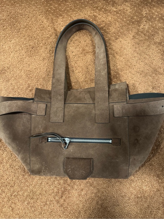 All Saints Handbags - AllSaints Brown Suede Tote with Front Zip Pocket